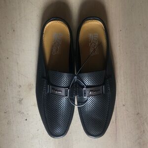 Salvatore Ferragamo Men's Textured Black Loafers